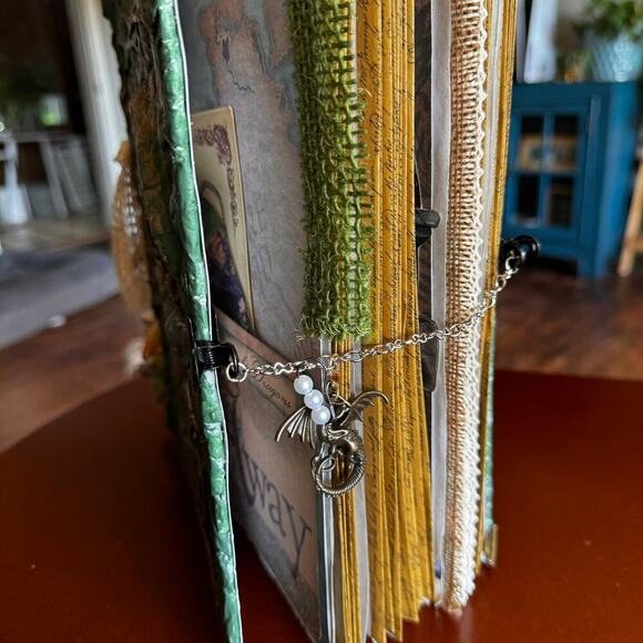 Handmade Dragon Junk Journal, Scrapbook With Tea Dyed Paper - Picture 7 of 9